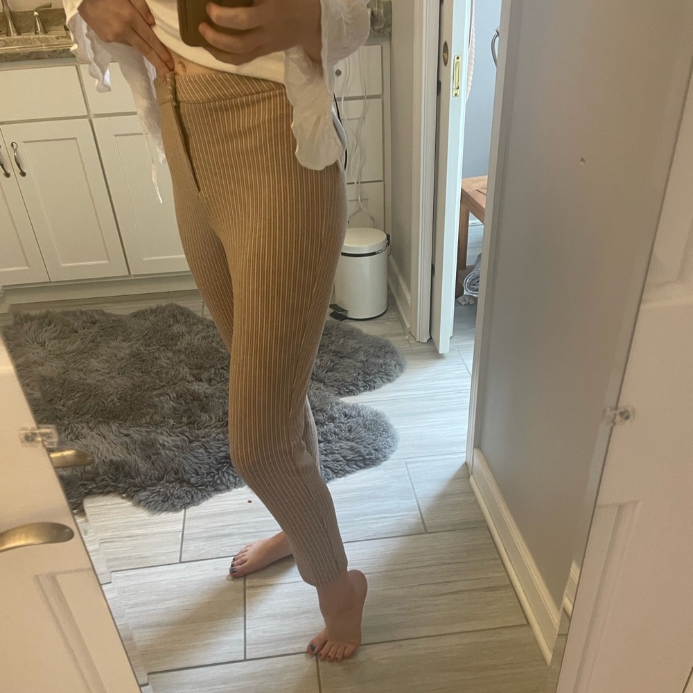Tan striped soft ankle pants